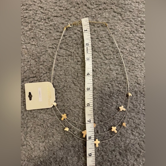 NWT Jade & Jasper 3 Tier Wire necklace-Multiple miniature cross shaped accents* - Picture 5 of 7